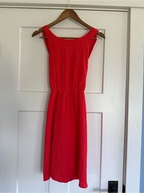 Heatherly Stitch Fix Sleeveless Red Midi Dress Cinched Waist Size LP